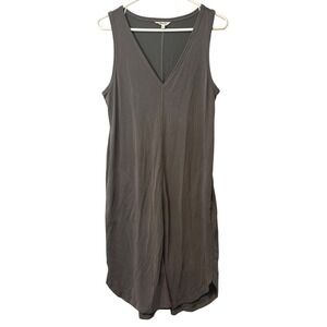 Splendid Women Gray Modal Blend V-Neck Sleeveless Pocket Shift Dress Cover Up